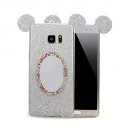Galaxy Note FE / Note Fan Edition / Note 7 Minnie Diamond Star Mirror Case (Silver) 